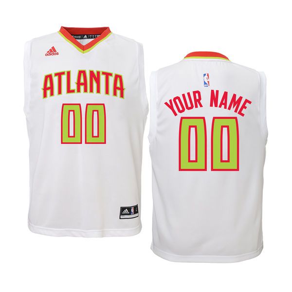 Youth Atlanta Hawks Adidas White Custom Replica Home NBA Jersey